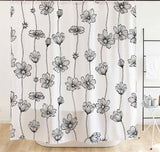 Japanese Line Simple Shower Curtain With Plastic Hooks, 72x72 Inches, Tarpaulin Home, For Bathroom Party Decoration, No Liner Required