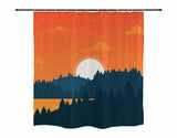 Japanese sunset shower curtain with plastic hooks, 72x72 inches, tarpaulin home, for bathroom party decoration, Father's Day gift