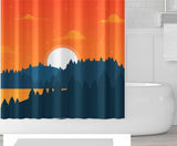 Japanese sunset shower curtain with plastic hooks, 72x72 inches, tarpaulin home, for bathroom party decoration, Father's Day gift