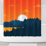 Japanese sunset shower curtain with plastic hooks, 72x72 inches, tarpaulin home, for bathroom party decoration, Father's Day gift