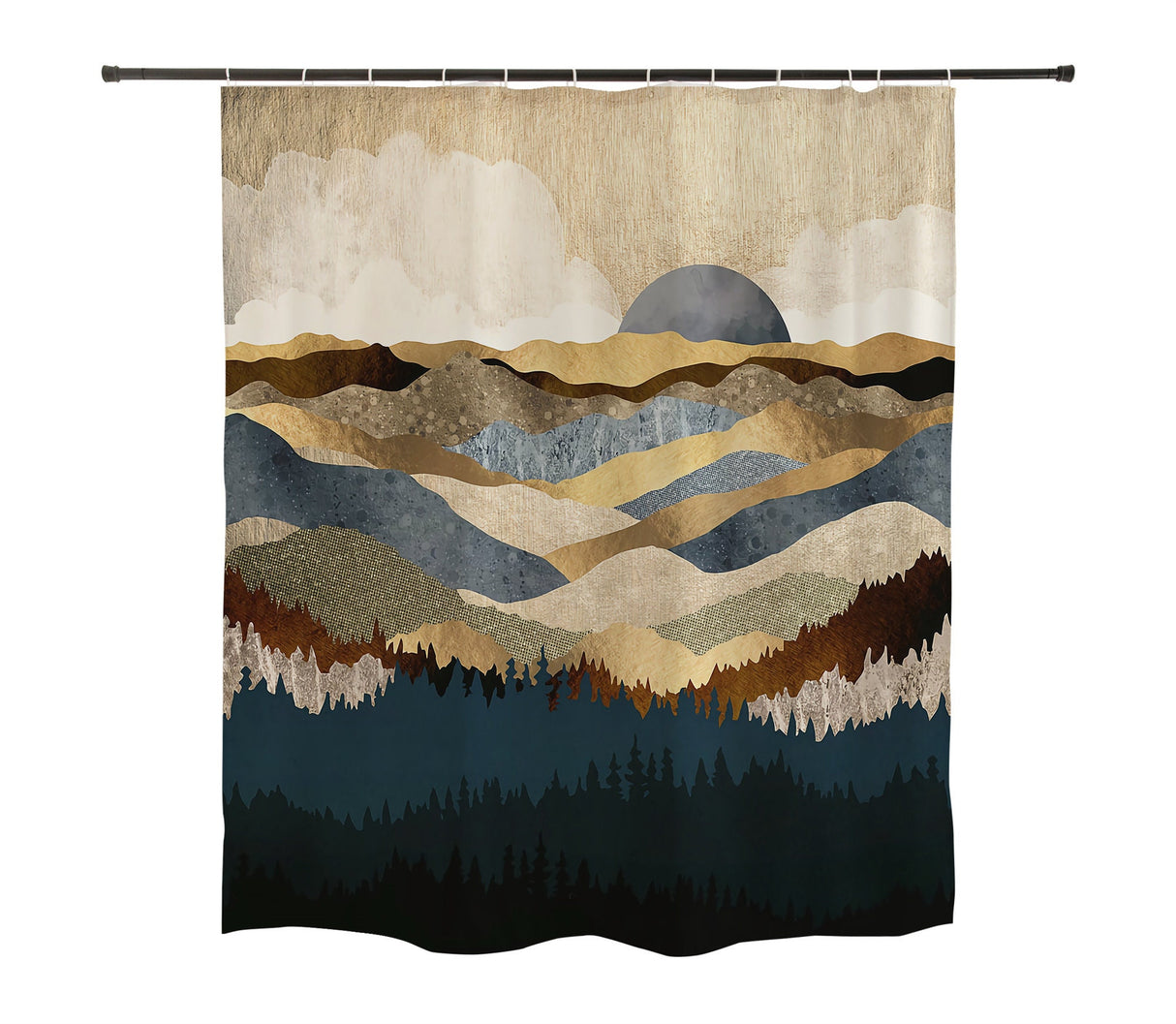 Ofat Home Mountain Forest farmhouse Shower Curtain with Hooks Heavy Fabric Bathroom Decor,Waterproof Fabric Home for Bathroom Decor