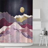 Ofat Home Abstract Sun Mountains Landscape Shower Curtain with Hooks Heavy Fabric Bathroom Decor,Waterproof Fabric Home for Bathroom Decor