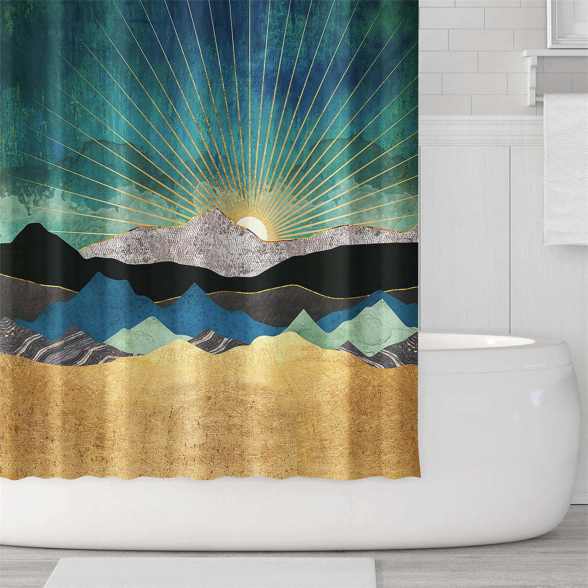 Ofat Home Mountain Landscape Shower Curtain  Waterproof Fabric Home for Bathroom Decor