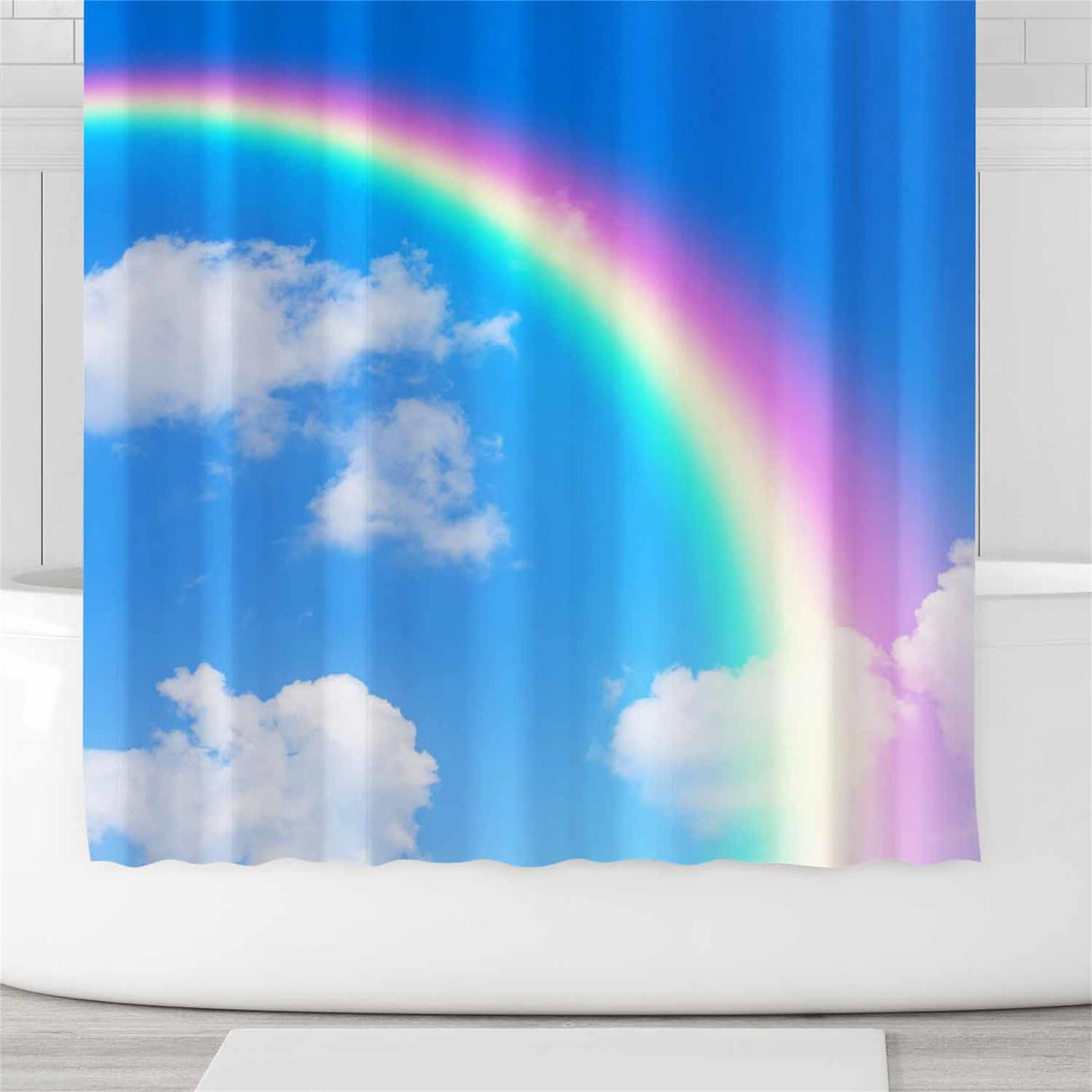 Ofat Home Rainbow Shower Curtain Sets With Hooks For Bathroom Tub Decor, Extra Long Heavy Fabric 150g Christmas Gifts Xmas Presents