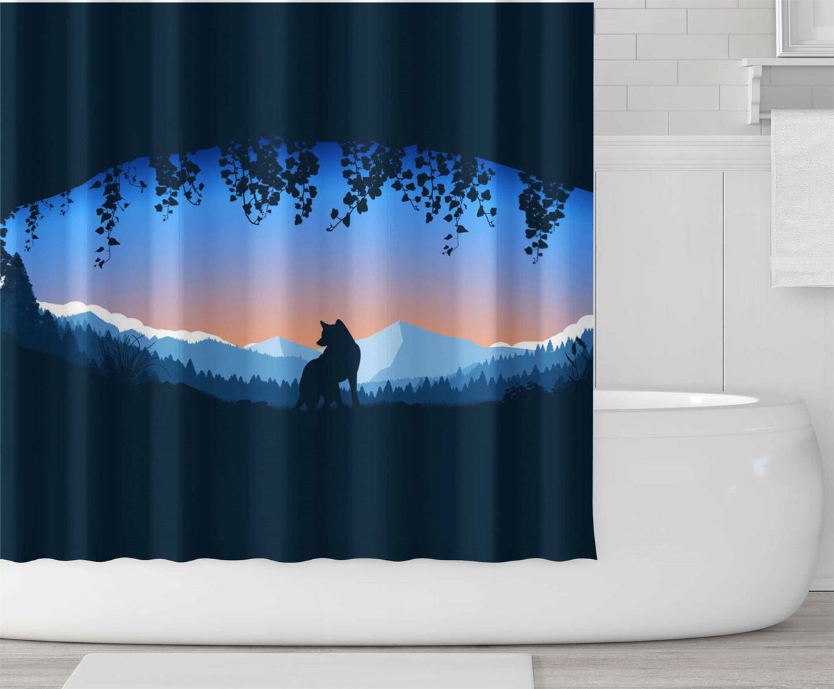 Ofat Home Wolf Curtain（Duschvorhang ）Sets With Hooks For Bathroom Tub Decor, Extra Long Heavy Fabric 150g