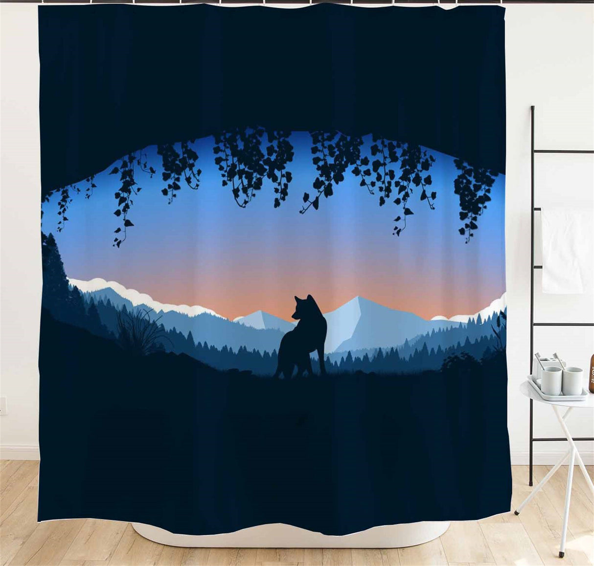 Ofat Home Wolf Curtain（Duschvorhang ）Sets With Hooks For Bathroom Tub Decor, Extra Long Heavy Fabric 150g