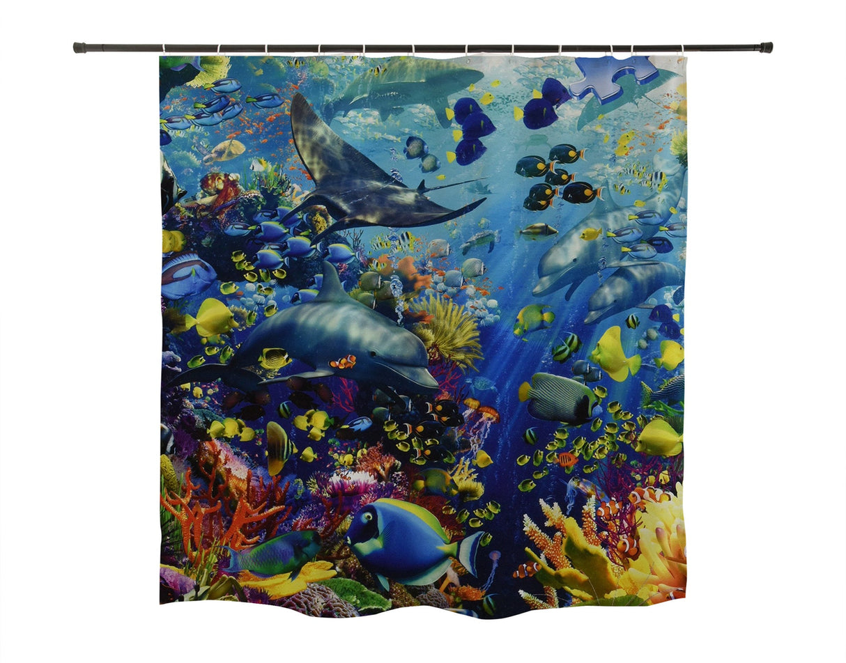 Ofat Home Marine Animals Curtain（Duschvorhang ）Sets With Hooks For Bathroom Tub Decor, Extra Long Heavy Fabric 150g