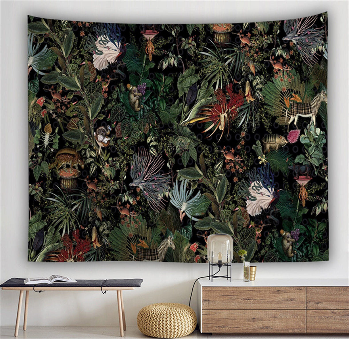 Ofat Home Bohemian Tapestry Handmade Tapestry Jungle Animals Tapestry, Abstract Animals Tapestry For Living Room