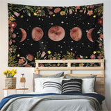 Ofat Home Moon Tapestry Aesthetic, Witchy Decor, Bohemia Wall Hanging Tapestry  , Floral Print, Flowers Wall Art, Pagan Altar Cloth