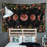 Ofat Home Moon Tapestry Aesthetic, Witchy Decor, Bohemia Wall Hanging Tapestry  , Floral Print, Flowers Wall Art, Pagan Altar Cloth