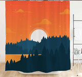 Japanese sunset shower curtain with plastic hooks, 72x72 inches, tarpaulin home, for bathroom party decoration, Father's Day gift