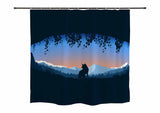 Japanese Evening Shower Curtain With Plastic Hooks, 72x72 Inches, Sunset Shower Curtain Waterproof Modern Fabric Bathroom Shower Curtain