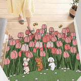 8 Style Flowers PVC Door Mat Rugs Funny Welcome for Front Doormat DIY Cutting Indoor/Outdoor Mats Non-Slip Easy to Clean