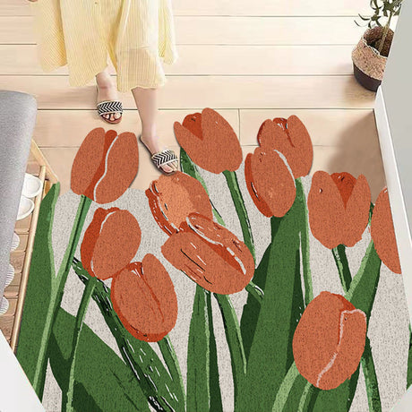 8 Style Flowers PVC Door Mat Rugs Funny Welcome for Front Doormat DIY Cutting Indoor/Outdoor Mats Non-Slip Easy to Clean