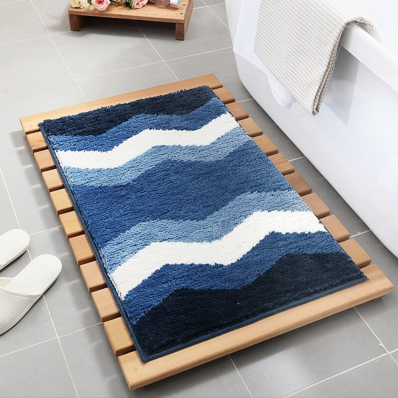 Kary Striped Microfiber Bath Mats