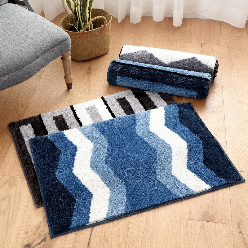 Kary Striped Microfiber Bath Mats