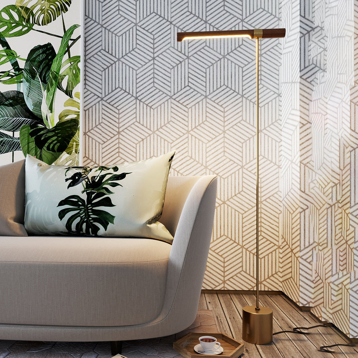 Linear Wood Led Floor Lamp