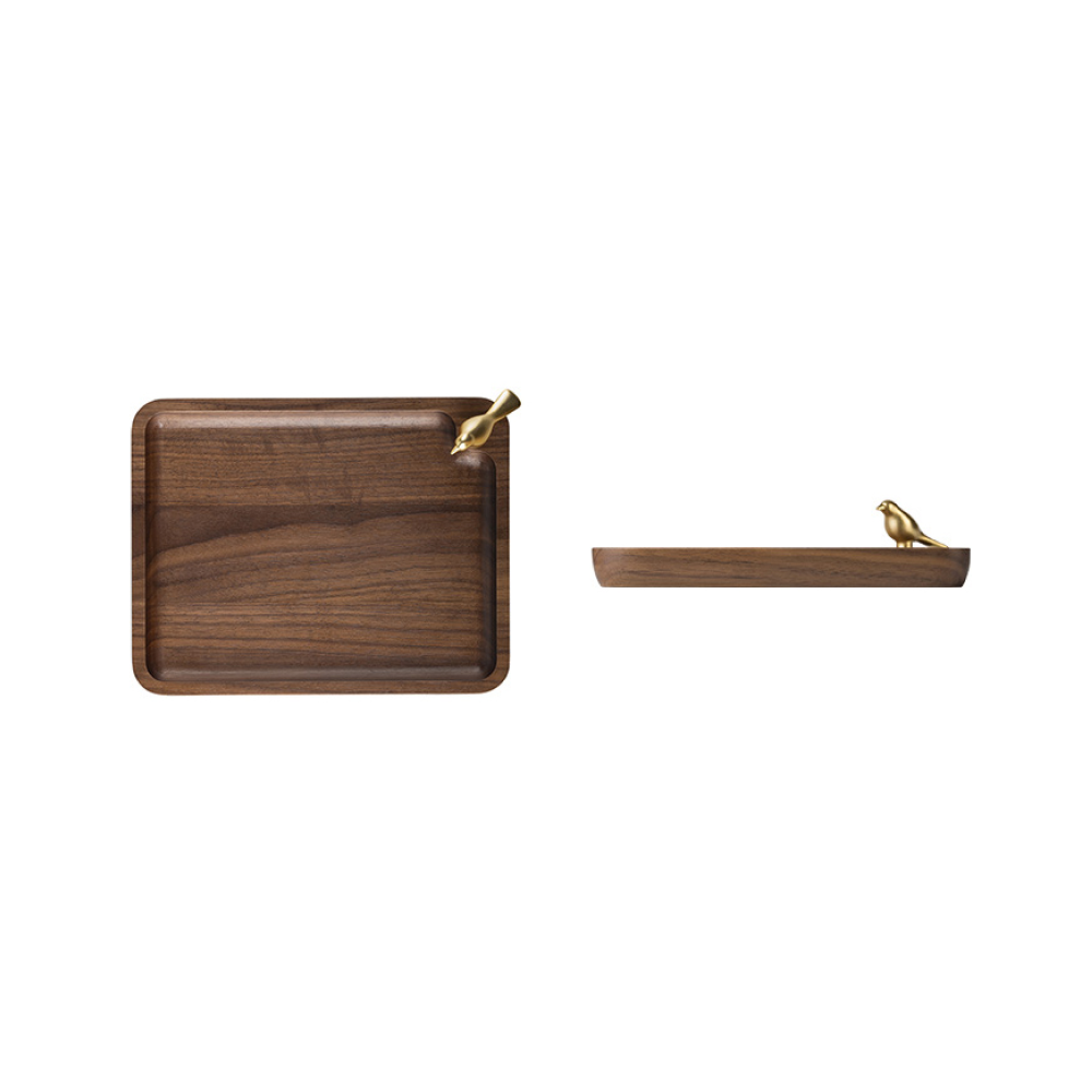 Polly Golden Magpie Walnut Tray