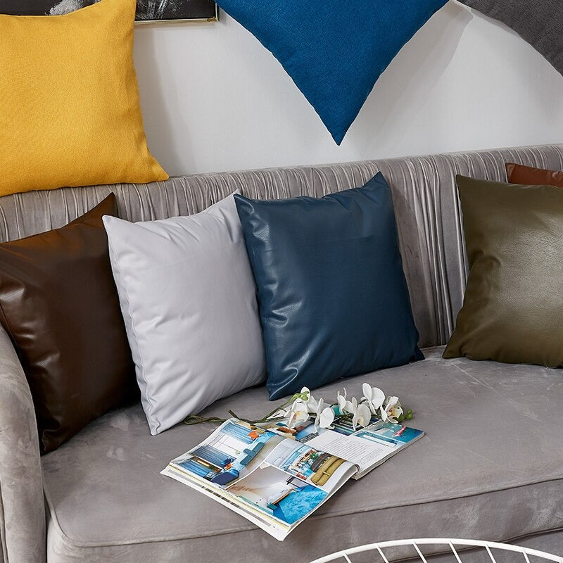 Masie Faux Leather Pillow Covers