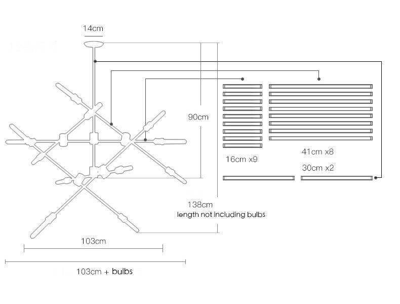 Circa pendant light - 6 lines (12 heads)