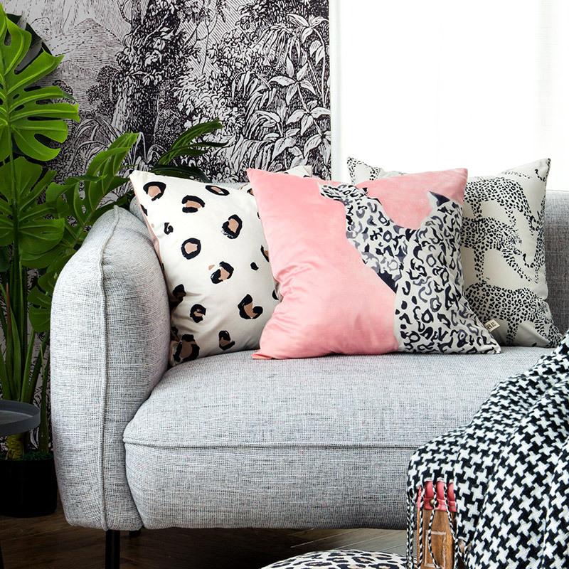 Cushion Cover Decorative Pillow Case Modern Animal Collection Leopard Print Soft Velvet Coussin Sofa Chair Decorating