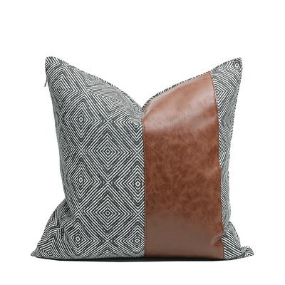 Cushion Cover Decorative Pillow Case Modern Art Geometric Leather Patchwork High Quality Coussin Room Sofa Decorating