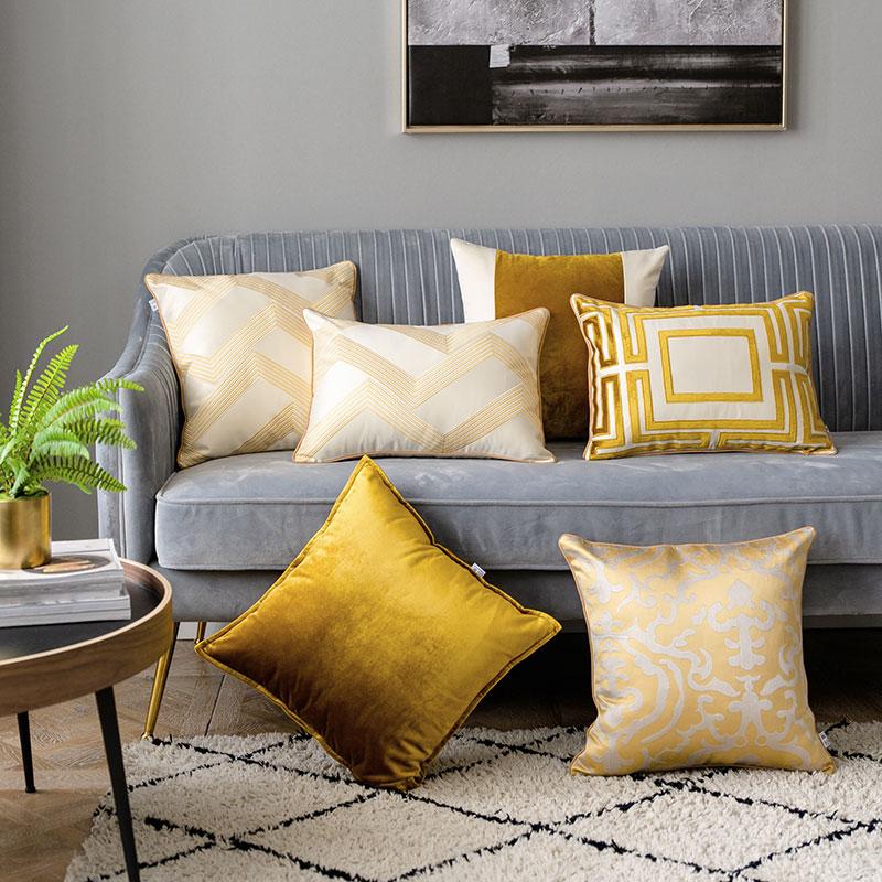 Cushion Cover Decorative Pillow Case Modern Luxury Golden Jacquard High Quality Sofa Bedding Coussin