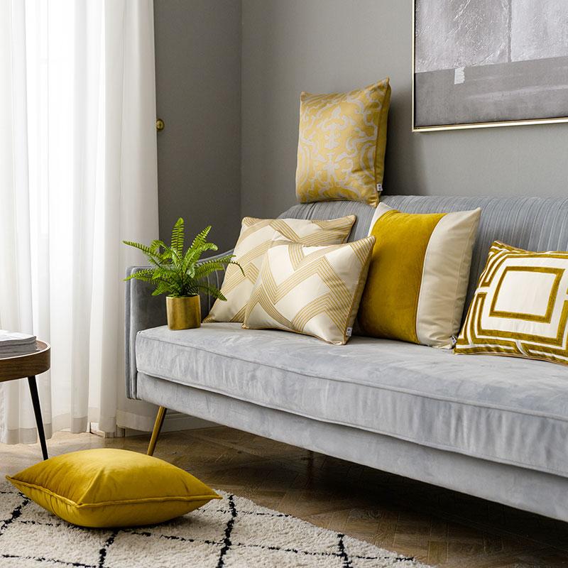 Cushion Cover Decorative Pillow Case Modern Luxury Golden Jacquard High Quality Sofa Bedding Coussin