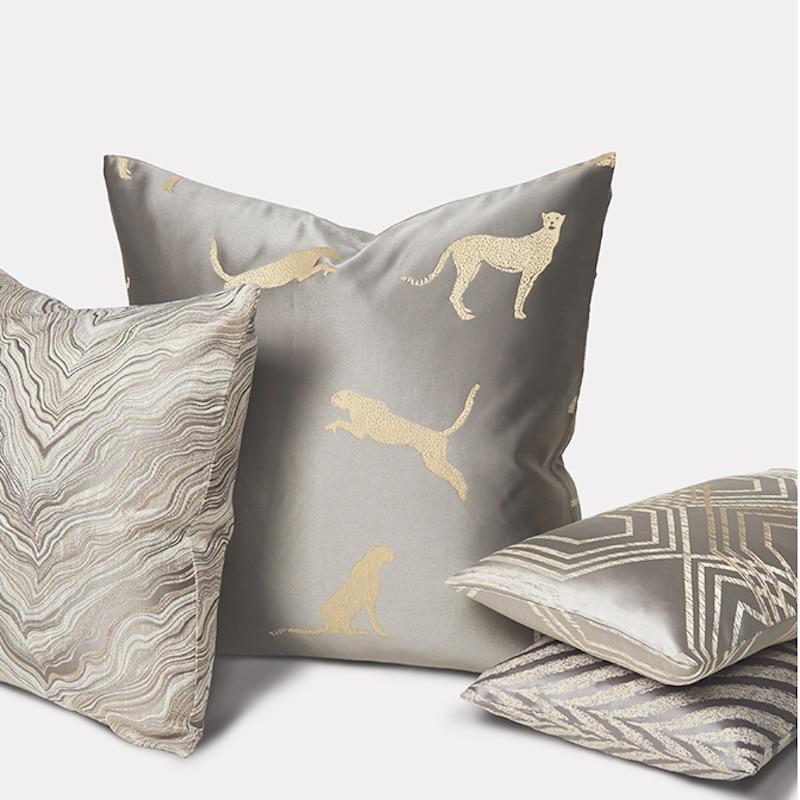 Cushion Cover Decorative Pillow Case Modern Simple Leopard Gray Luxury Art Coussin High Density Fabric