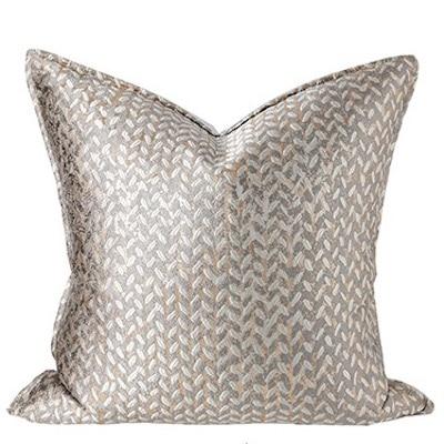 Cushion Cover Decorative Pillow Case Modern Simple Luxury Leaf Jacquard Champagne Coussin Sofa Chair Square Bedding