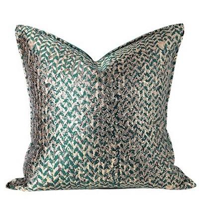Cushion Cover Decorative Pillow Case Modern Simple Luxury Leaf Jacquard Champagne Coussin Sofa Chair Square Bedding