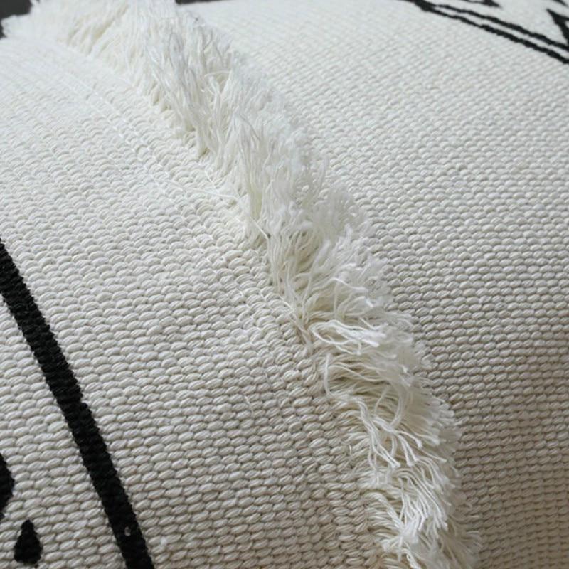 Cushion Cover Decorative Waist Pillow Case Nordic Geometric White Black Lines Tufted Tassels Modern Sofa Chair Cousin