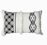 Cushion Cover Decorative Waist Pillow Case Nordic Geometric White Black Lines Tufted Tassels Modern Sofa Chair Cousin