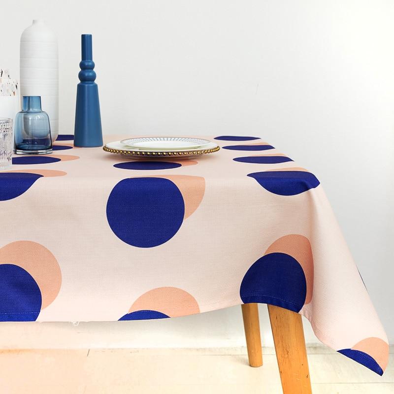 Modern Retro Blue Polka Dot Tablecloth for Home, Party, Table Cover Housewarming Gift Ideas