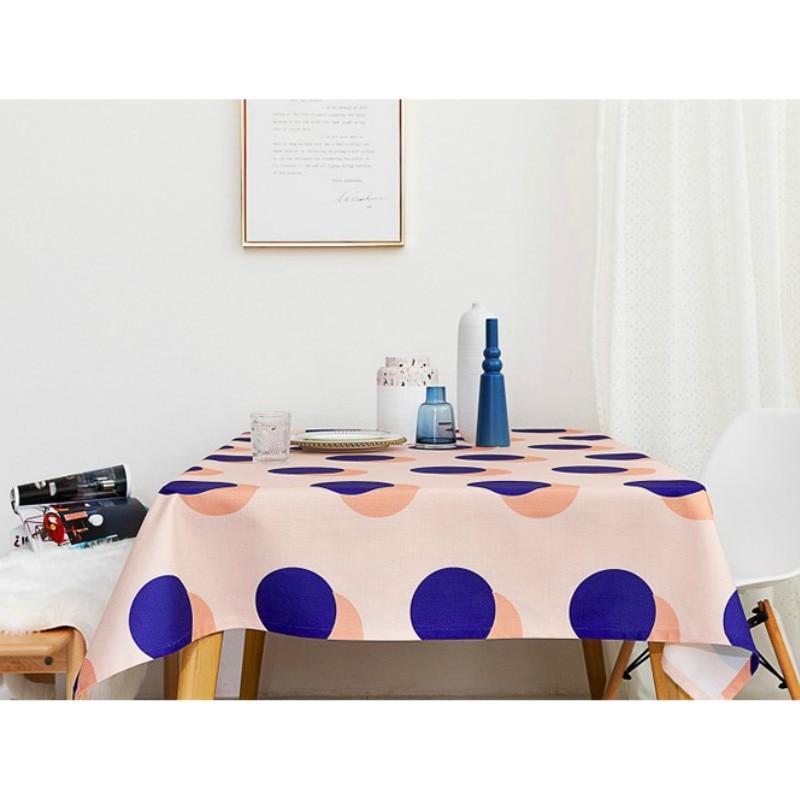 Modern Retro Blue Polka Dot Tablecloth for Home, Party, Table Cover Housewarming Gift Ideas