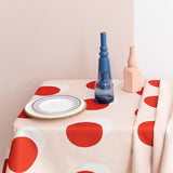 Modern Retro Red Polka Dot Tablecloth for Home, Party, Table Cover Housewarming Gift Ideas