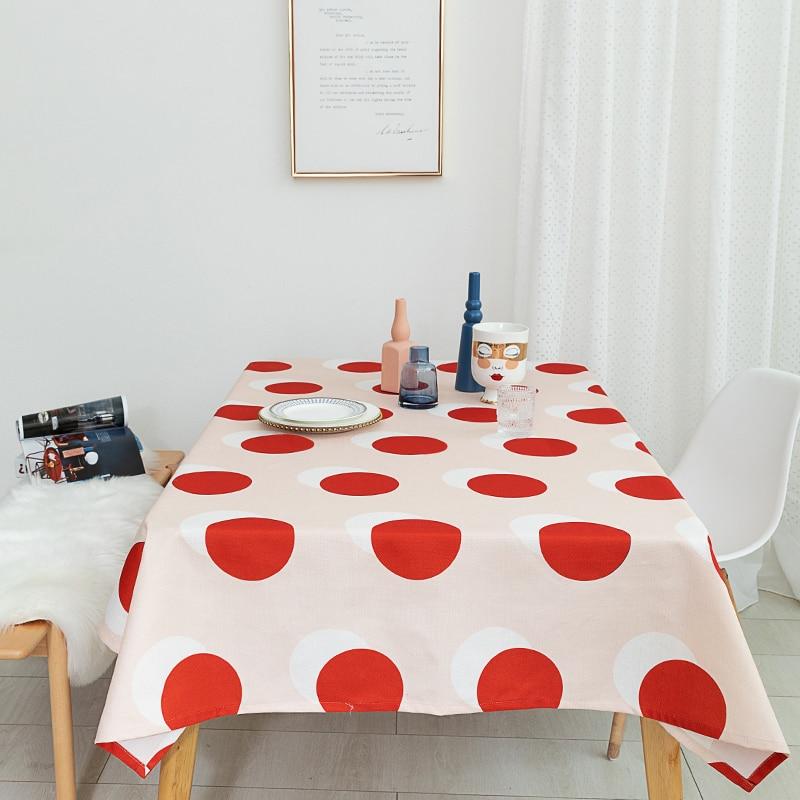 Modern Retro Red Polka Dot Tablecloth for Home, Party, Table Cover Housewarming Gift Ideas