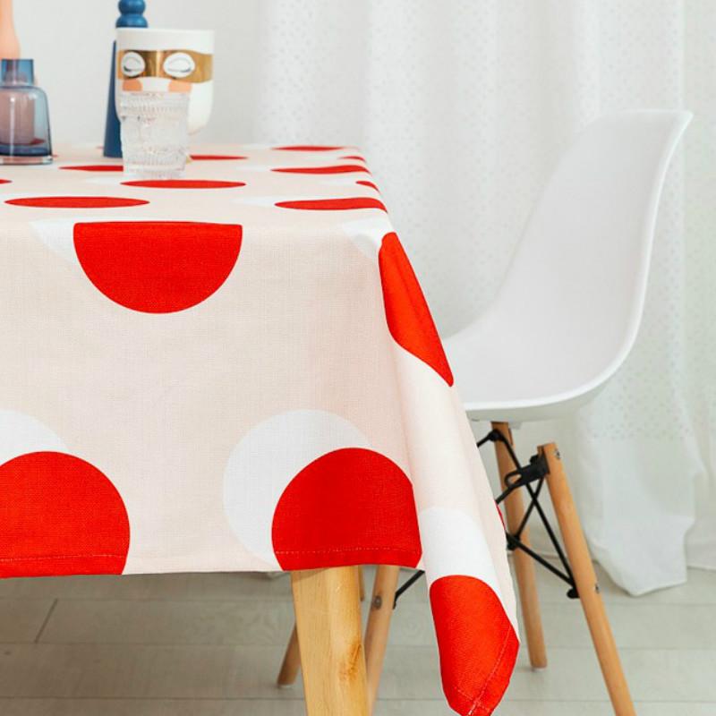 Modern Retro Red Polka Dot Tablecloth for Home, Party, Table Cover Housewarming Gift Ideas