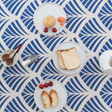 Tablecloth Party Table Cover Fabric Modern Geometric Blue Print Fashion Desk Decorate Heavy Linen Cotton Blend Textile