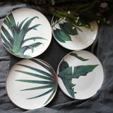 Set of Four Tropical Plant Plates Tableware Home Accessories