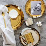 Ceramic Gold & Silver Dinner Plate | Bowl