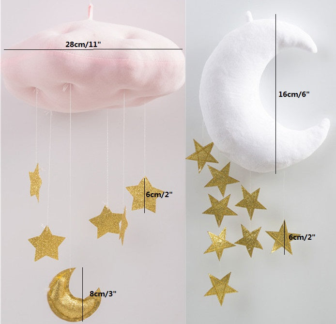 Soft Moon Cloud and Stars Baby Nursery Boy or Girl Hanging Mobile Kids Decor