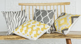 Yellow Geometric Pattern Embroidery Cushion Cover  - Mustard Yellow and White