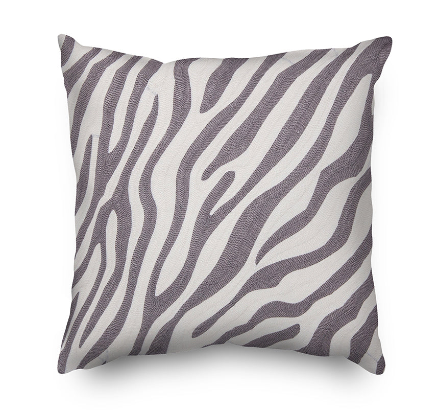 Animal Pattern Embroidery Cushion Cover  - Grey and White Zebra