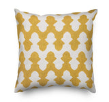 Yellow Geometric Pattern Embroidery Cushion Cover  - Mustard Yellow and White