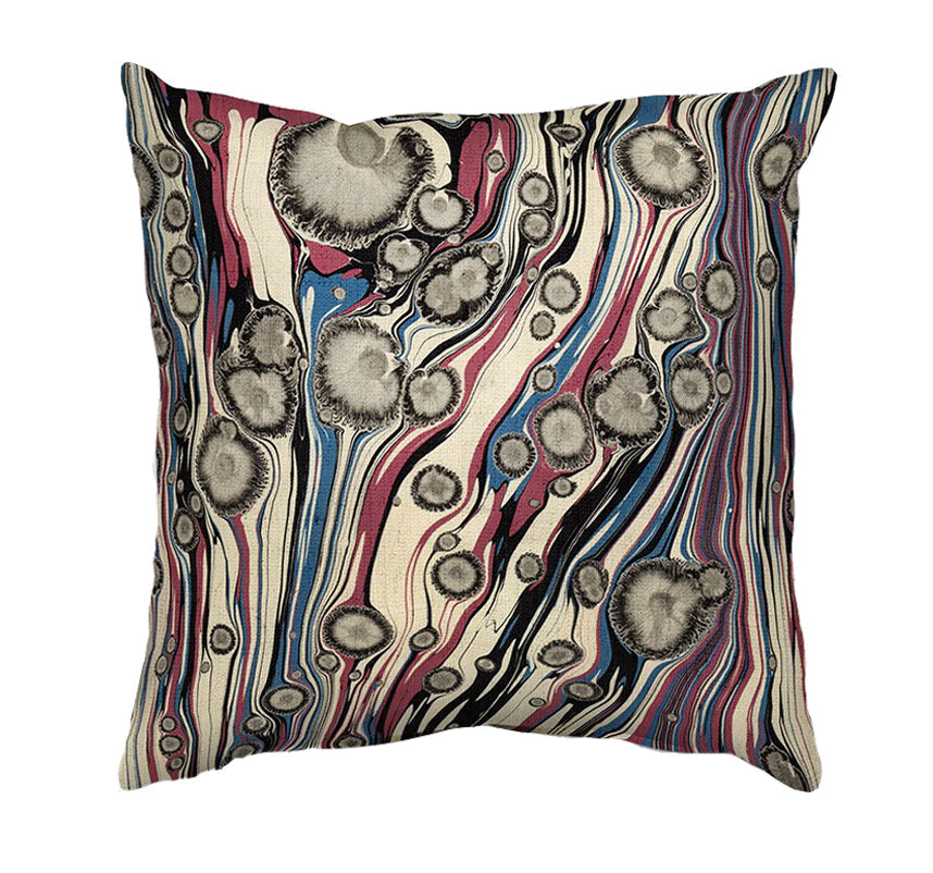Printed Cushion Cover - Marble Painting in Browns, Red and Blue