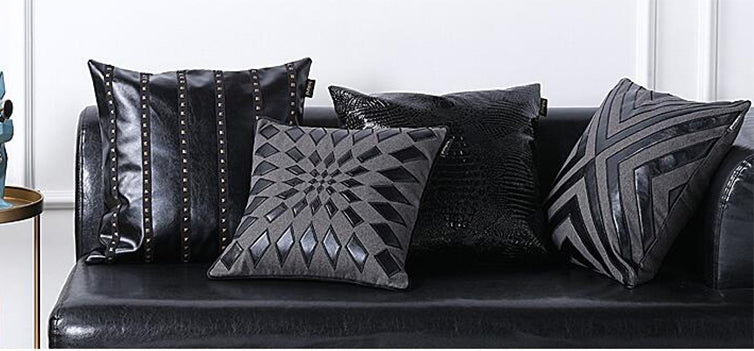 Midnight Faux Leather Pillow Covers