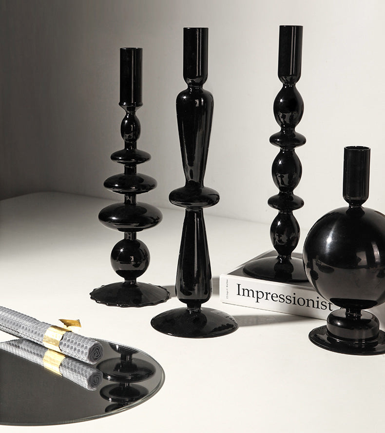 Onyx Glass Candle Holders