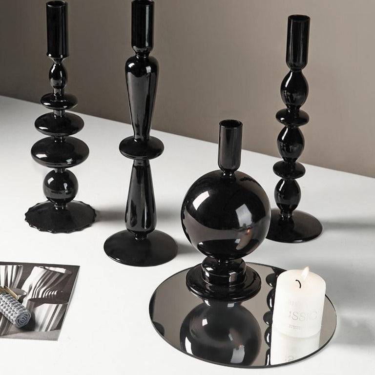 Onyx Glass Candle Holders