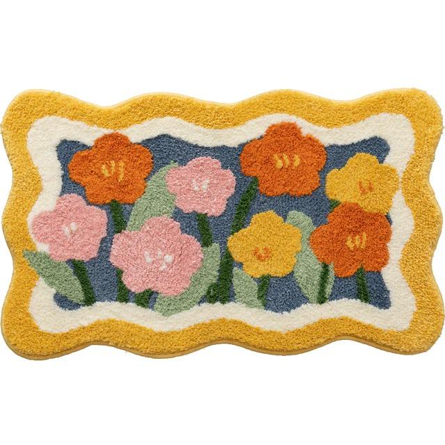 Fluffy Irregular Floral Accent Rug